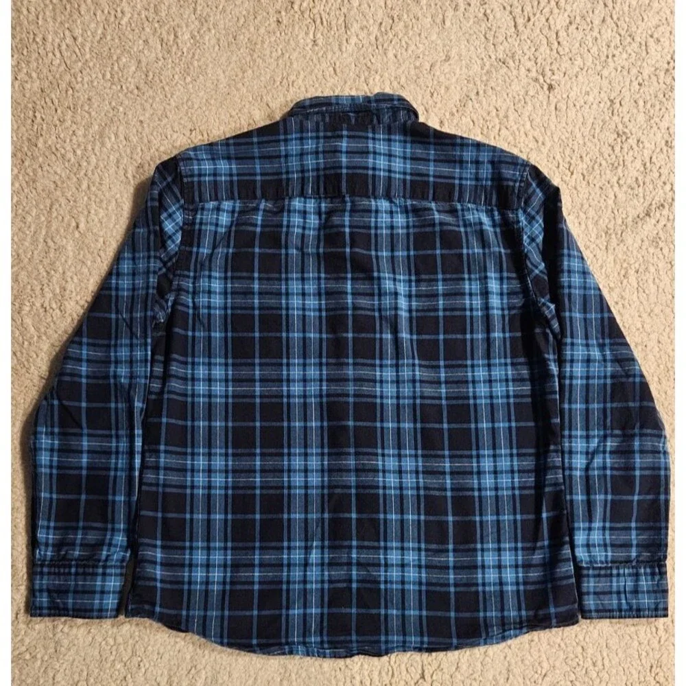 Levi's Men's Plaid Flannel Shirt Button Up Pockets Blue Black Size Large